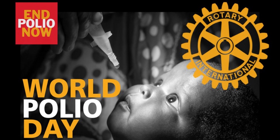 End Polio Now - baby being vaccinated - rotary 