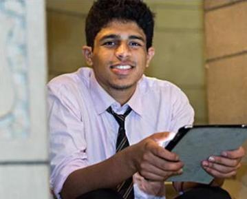 Student with notebook