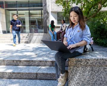 students studying outside