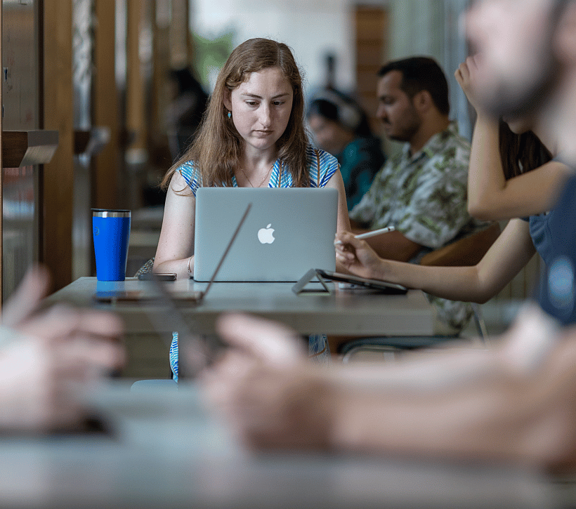 students working together in commons