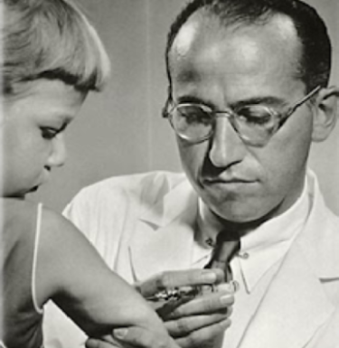 Salk vaccinating child