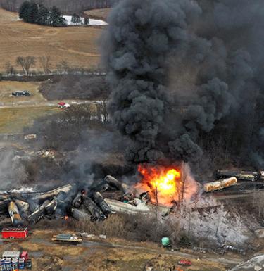 East Palestine train derailment fire