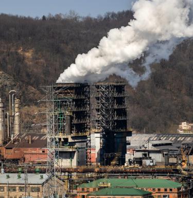 Steam rises from a cooling tower at Clairton Coke Works. Photo credit: Goldsmith