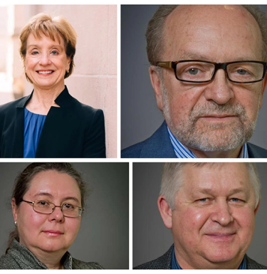 Department Chair Sally Wenzel, Drs. Valerian Kagan, Vladimir Tyurin and Yulia Tyurina.