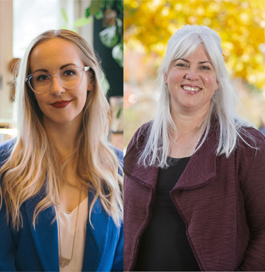 Vice Dean Jessica Burke and Assistant Professor of Behavioral and Community Health Sciences Sara Baumann