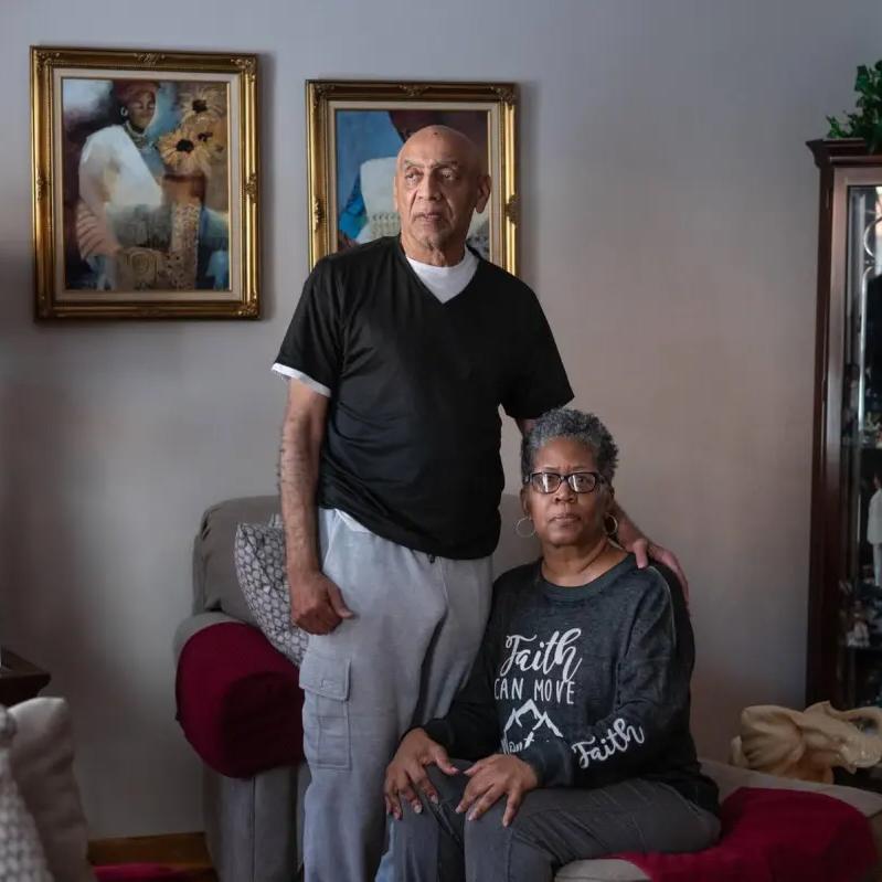 Darrell Bell, left, and his wife, Velouise, pose for a portrait