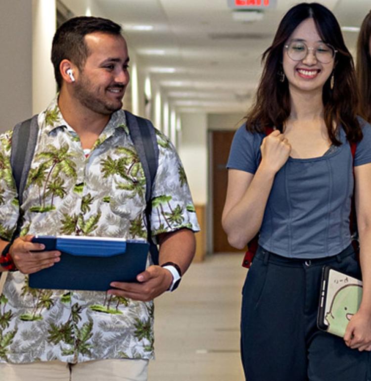 Students walking in the hallway